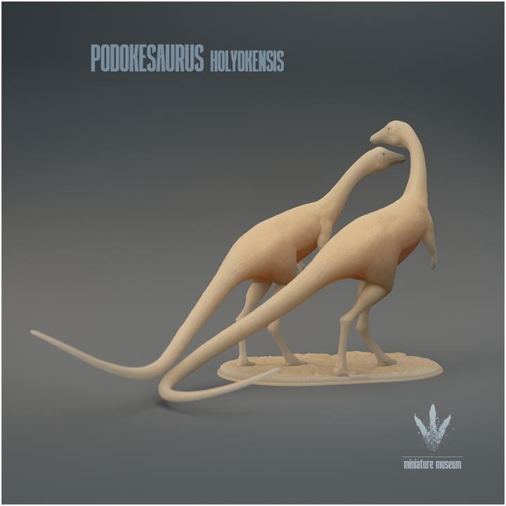 Podokesaurus holyokensis : Couple - UNPAINTED 3D Resin Figure - Miniature Museum