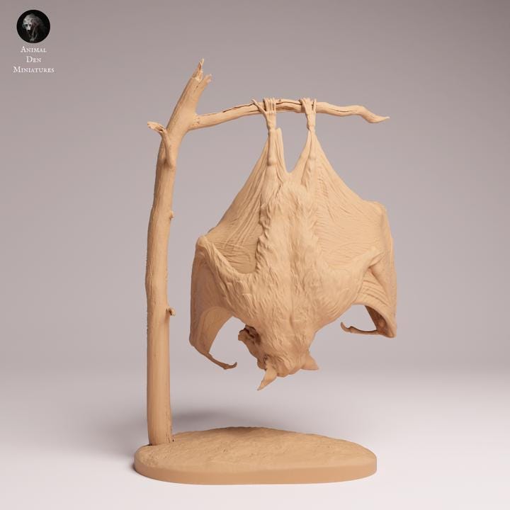 Hammer-headed Bat - UNPAINTED 3D Resin Figurine -Animal Den Miniatures
