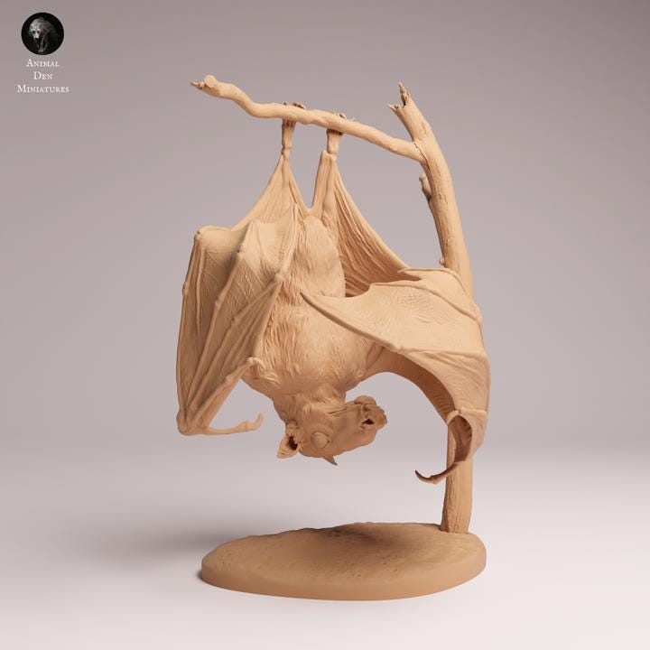 Hammer-headed Bat - UNPAINTED 3D Resin Figurine -Animal Den Miniatures