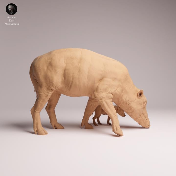 North Sulawesi Babirusa female and piglet - UNPAINTED 3D Resin Print- Animal Den Miniatures