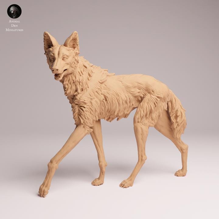 Maned Wolf Curious - UNPAINTED 3D Resin Print - Animal Den Miniatures