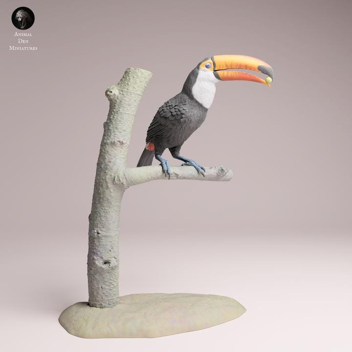 Toco Toucan Eat - UNPAINTED 3D Resin Figure - Animal Den Miniatures