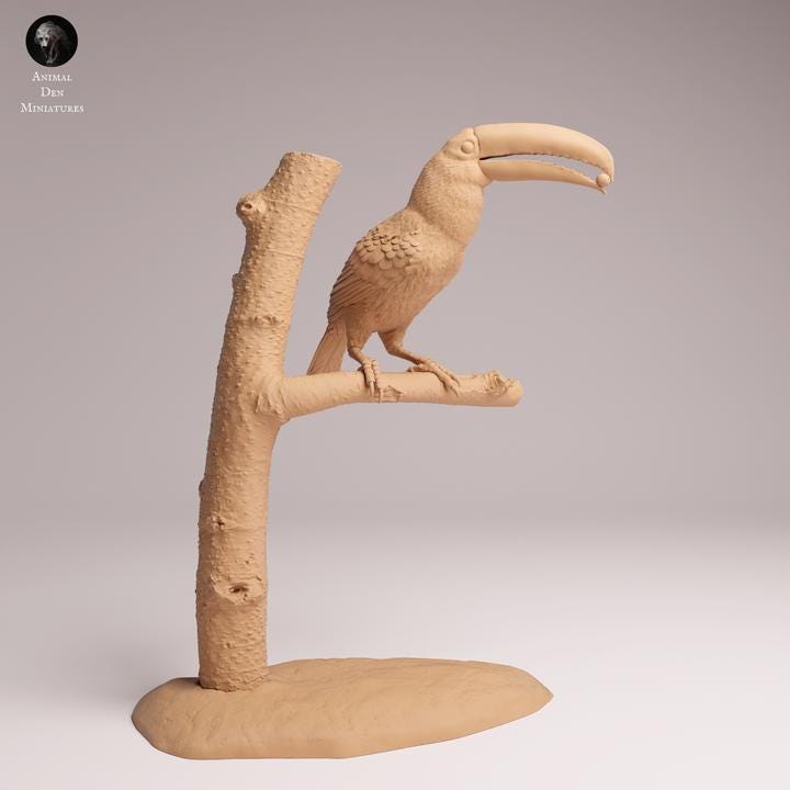 Toco Toucan Eat - UNPAINTED 3D Resin Figure - Animal Den Miniatures