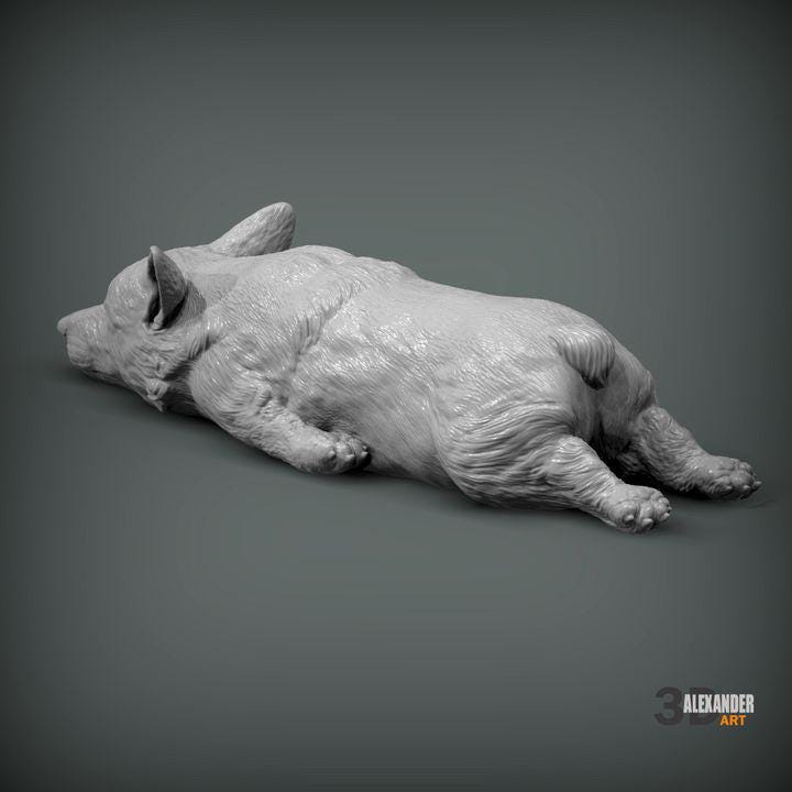 Sleeping Corgi - UNPAINTED 3D Figure - Alexander3dart