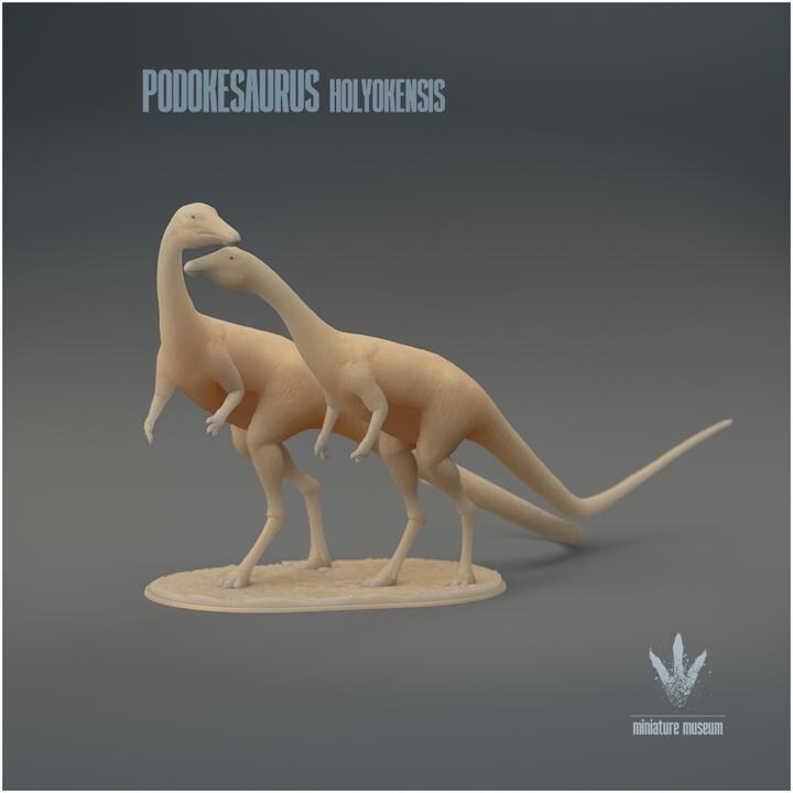 Podokesaurus holyokensis : Couple - UNPAINTED 3D Resin Figure - Miniature Museum